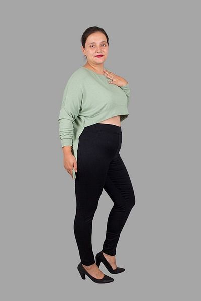 Truva XXL Green Plus Size Blouse - Short Front, Long Back Style