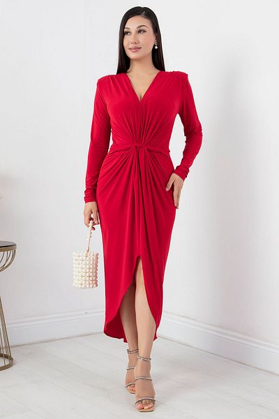 PULLIMM Rochie de nisip cu mâneci lungi cu decolteu în V - NY4411