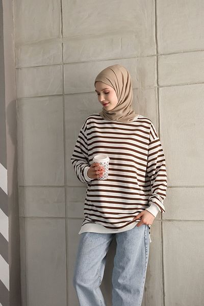 SEVENLINE TWO THREAD TESETURES TUNIC STRIPES SWEATSHIRT