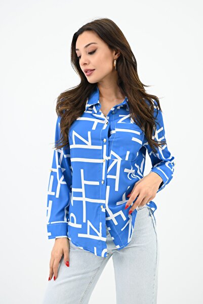 Koza Butik Класична сорочка з жіночим візерунком 1753-24