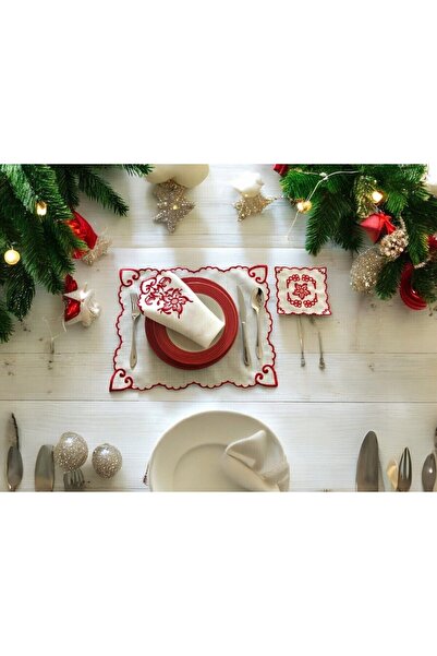 silk Keten Nakışlı Amerikan Servisi Ve Peçete Seti | Nakışlı Masa Servis Seti...