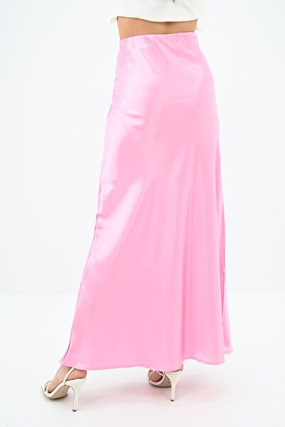 Koza Butik Fusta de damă din satin midi cu talie înaltă - 6275-24