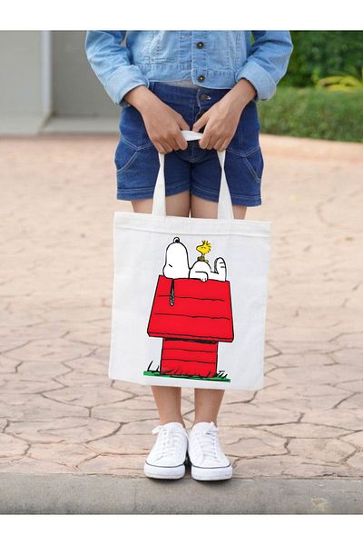 Cemira Snoopy Design Stand Canvas, Geantă Rips Tote, Geantă de umăr, Geantă groasă