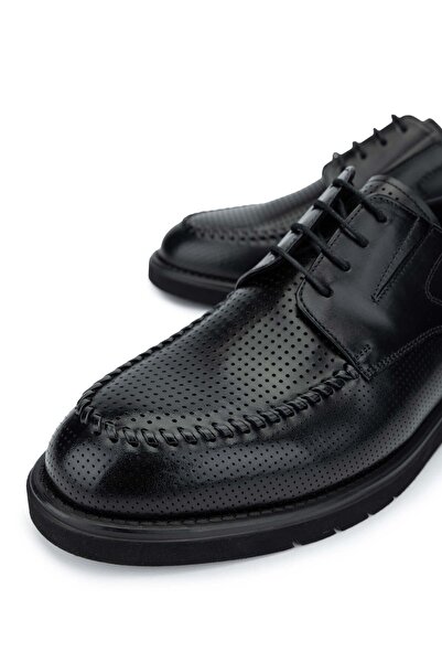 Tamer Tanca Erkek Hakiki Deri Siyah Casual Ayakkabı