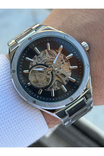 FERRO 3 Atm Waterproof Automatic Mechanism Men's Wristwatch - 2 Years Warranty, Steel Band Efm.31443-A2