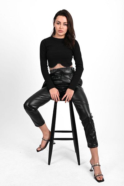 Koza Butik Women's Jogger Leather Pants 6151-23