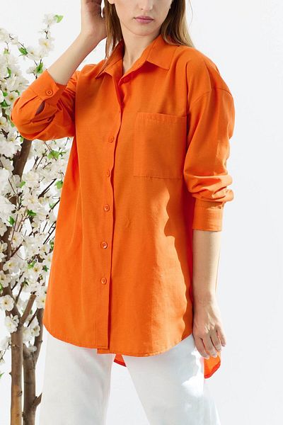TOFİSA Medium Women's Orange Plain Tunic - 10810