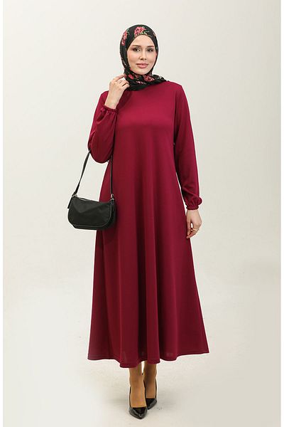 sefamerve Plum Sleeve Elastic Dress - 0650-03