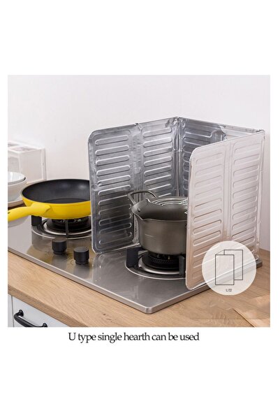 Greathings 2 Adet Ocak Yağ Sıçrama Koruyucu Katlanır Alüminyum Levha -Kolay Silinir Piknik Tüpü Rüzgar Önleyici