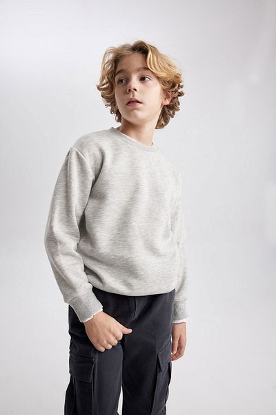 DeFacto Boy's Regular Fit Crew Neck Sweatshirt