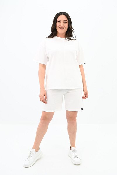 Koza Butik Γυναικείο Σετ Σορτς με Μανίκια Plus Size 8101-24