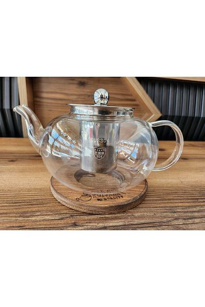 ALOHA Heat Resistant Bitki Tea and Tea Pot with Steel Strainer - Glass-800Ml