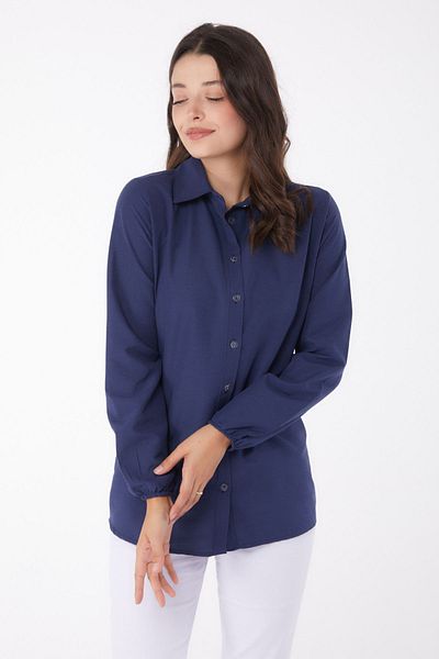 TOFİSA navy Blue Women's Shirt, StraiGht Collar - 13249