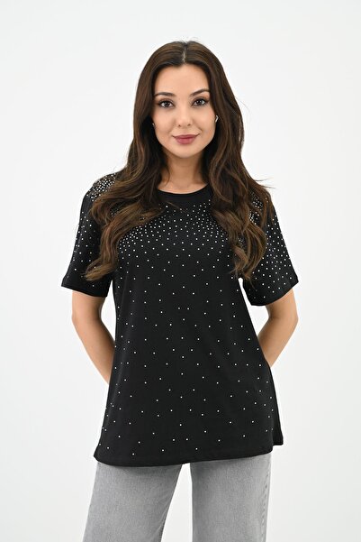 Koza Butik Γυναικείο T-shirt με στάμπα με λεπτομέρειες 1749-24