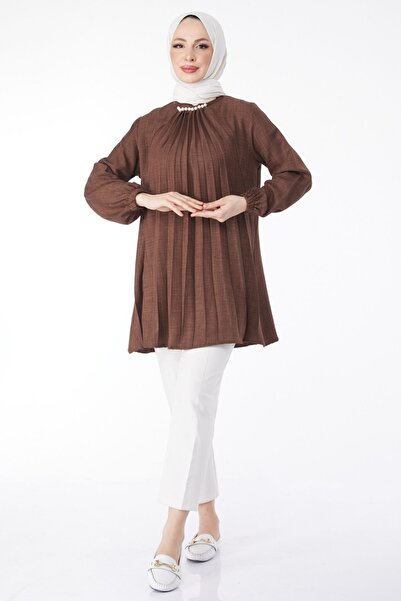 TOFİSA 24623-HNEDÁ Perleťová tunika