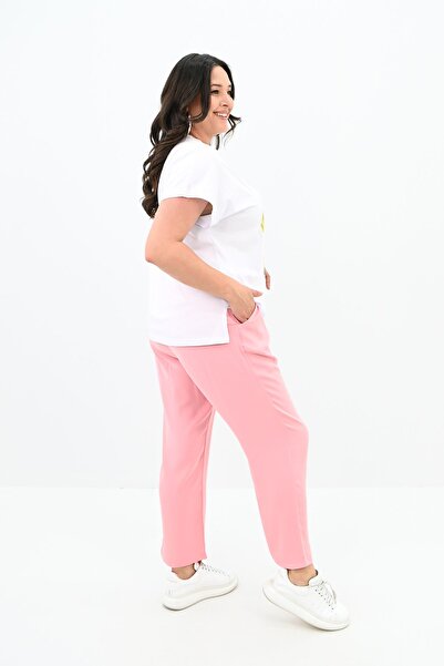 Koza Butik Σετ γυναικεία αθλητική φόρμα με στάμπα μεγάλου μεγέθους - 8119-25