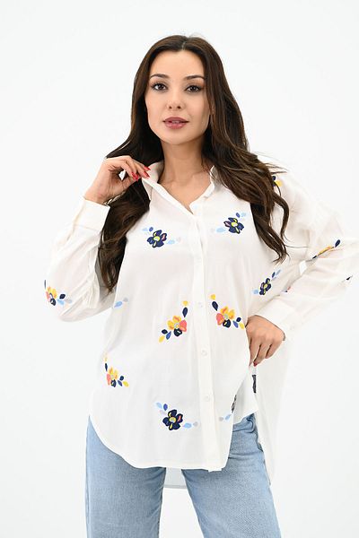 Koza Butik Cămașă oversize brodata pentru femei 1735-24