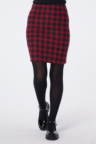 TOFİSA Claret Red Mini Straight Medium Women's Skirt - 23757