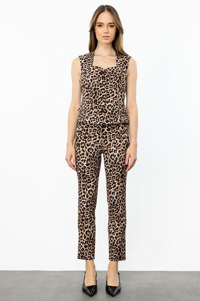 ON Tan Leopard Patterned Five Pocket Trousers