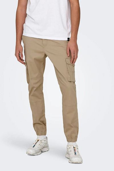 Only & Sons Ανδρικό βαμβακερό παντελόνι Cargo - Elastic Long, Camel 22028434