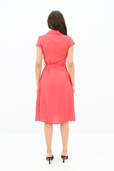 Koza Butik Γυναικείο αμάνικο φόρεμα με κουμπιά ζωσμένο 5175-23