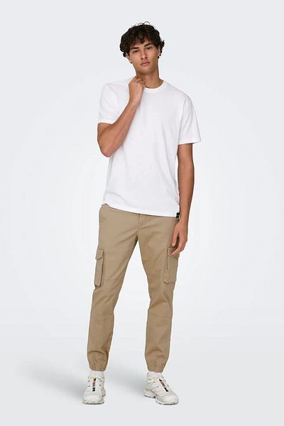 Only & Sons Ανδρικό βαμβακερό παντελόνι Cargo - Elastic Long, Camel 22028434