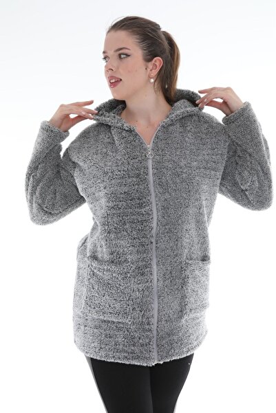 KSV Collection Plus Size Grey Plush Cardigan Hoodie