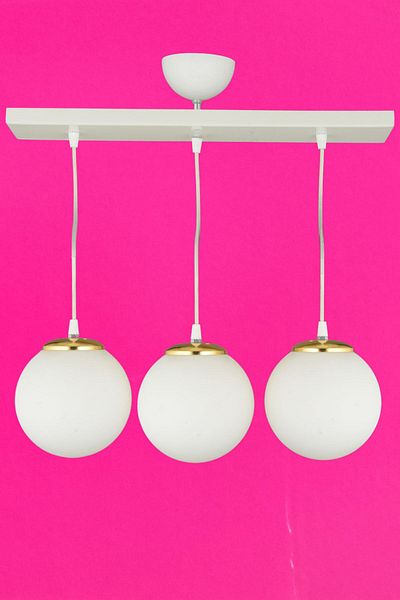 SONSUZ AYDINLATMA&AVİZE Infinite Row White 3-Piece White Globe Glass Pendant Lamp Luxury Chandelier