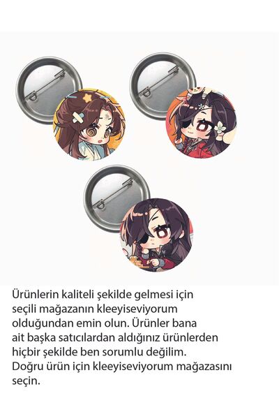 kleeyiseviyorum heaven official's blessing Anime Buton Rozet 37mm 3 Adet
