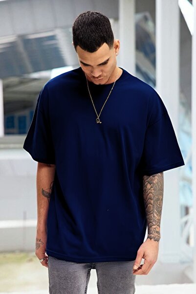 Tarzsokak Lacivert Batik Regular Fit - Tricou pentru bărbați din bumbac, cu m...