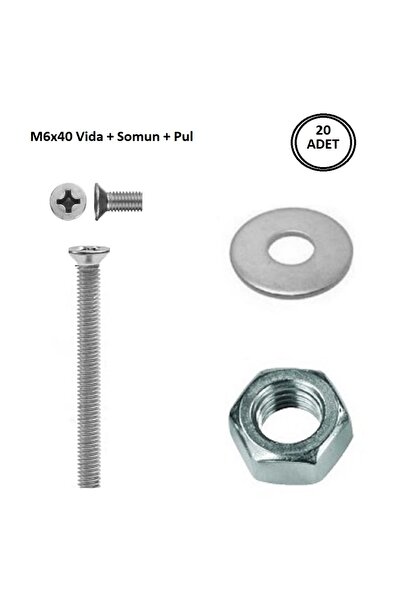 ilta Life M6x40 Mm Vida Somun Pul Matkap Uçlu Yıldız Başlı Vida Takım Set 20 ...