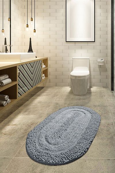 Chilai Home Γκρι Βαμβακερό Χαλί Μπάνιου 80x130 cm Macoroni Bpmk