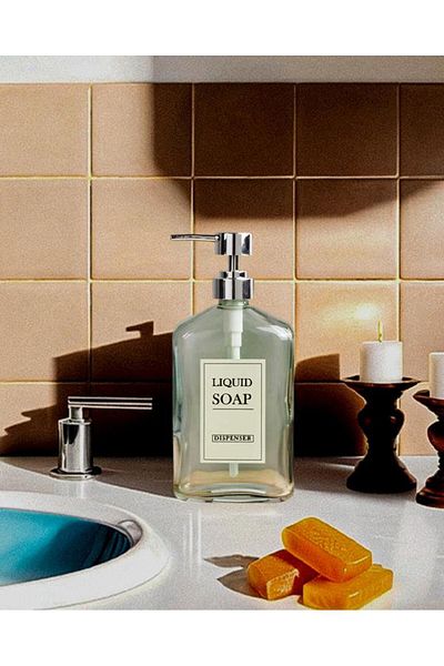 HomeTarz 500 ML Διακοσμητικός Γυάλινος Διανομέας Υγρού Σαπουνιού μεγάλου μεγέθους - Χοντρό Γυαλί