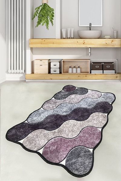 Chilai Home Circle Purple 70x120 Cm Covor de baie lavabil cu bază anti-alunecare Covoraș pentru toaletă Djt