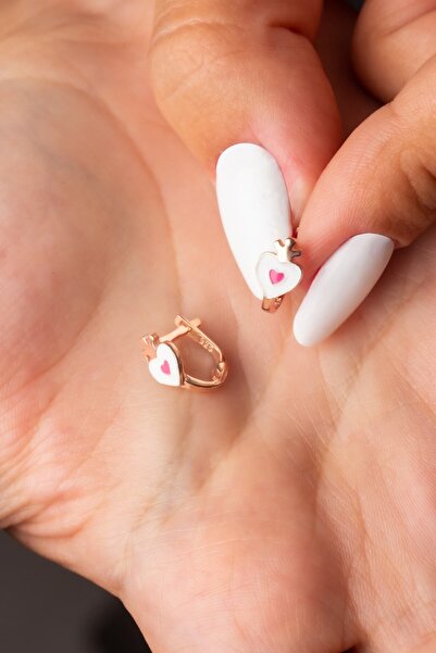 TEK TARZIM TAKI Kız Çocuk Kalp Figürlü (2 - 8 YAŞ) Gümüş Çocuk Küpe Klipsli Model Mineli