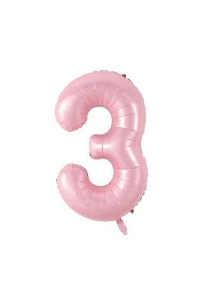 Deniz Party Store Pink 3 Three Year Old Foil Balloon 34 Inch 76-80 Cm