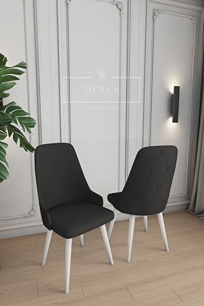 DEREN HOME Vanessa Serisi 6 Adet Siyah Mutfak Ve Salon Sandalyesi