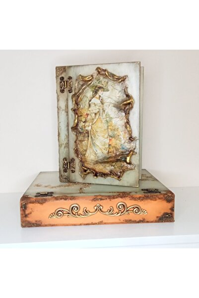 IremTasarimAtolyesi Ev Dekorasyon Kitap Kutu Büyük Boy Ahşap Dekoratif Kutu D...