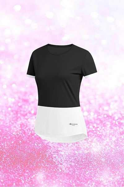 POSEIDON STORM Γυναικείο μαύρο Dri-fit υφασμάτινο μπλουζάκι με κοντό μανίκι S-3xl