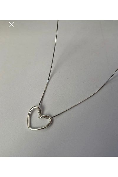 Sens Silver Steel Heart Knot Necklace
