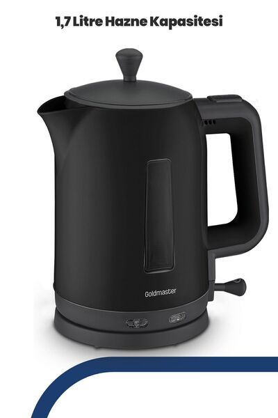 GOLDMASTER Papatya Black 2200 Watt Tea Maker and Kettle with Glass Teapot