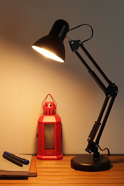 Telvesse Masa Lambası Akrobat Yaylı Metal 360° Açılı Ayarlanabilir Hareketli Çalışma Masası Lambası Siyah