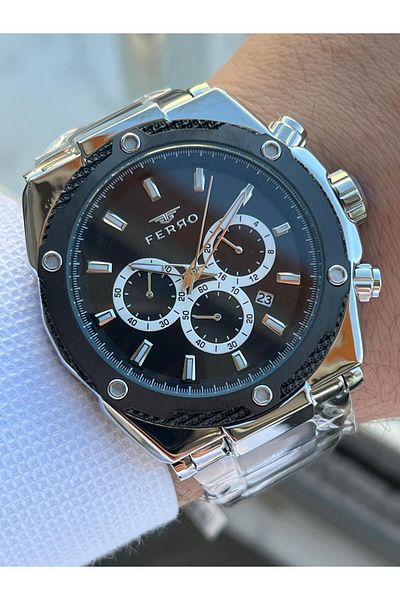 FERRO 30 Mt Waterproof Men's Wristwatch - Steel Cord, Chronograph Function Efm.31397.J2