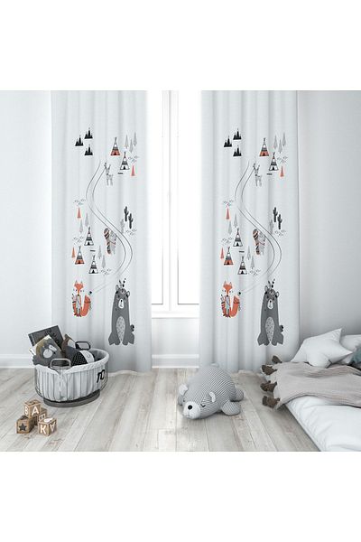 Lolla Adventurous Fox Background Curtain 194