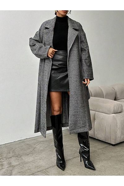 ÇEÇİM Midi kabát s dvojitým límcem se vzorem Balik Sultani - Zyn-58717