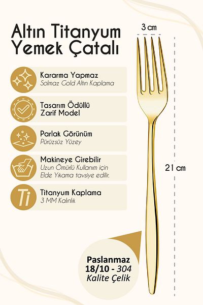 Ülgenev 12 Piece Stainless Gold Titanium Steel Dinnerware Set - Spoon and Fork