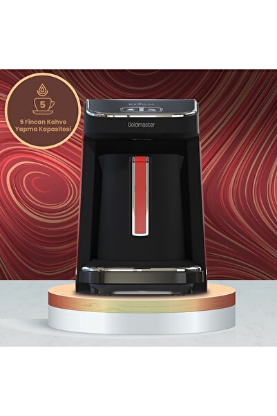GOLDMASTER Kıvam Kırmızı Geniş Hazneli Akıllı Yerleştirme Patentli Türk Kahve Makinesi