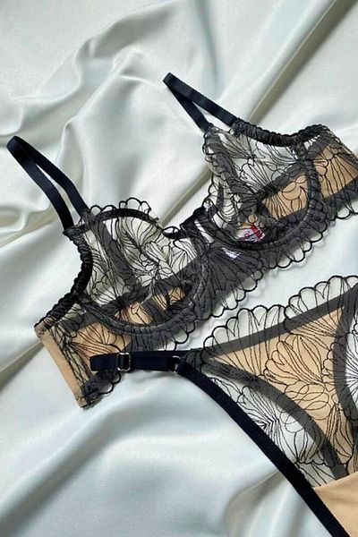 Moldina Γυναικείο Σετ Σουτιέν Μπεζ Μαύρο Underwire