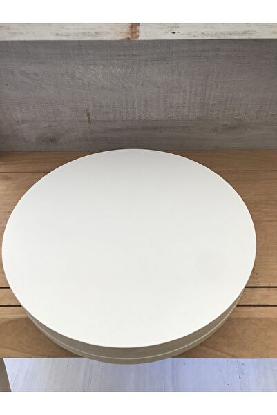 damila 18mm 1.kalite Ham İki Tarafı Beyaz Lake Kaplama Mdf Tabla 37cm Çapında 3 Adet