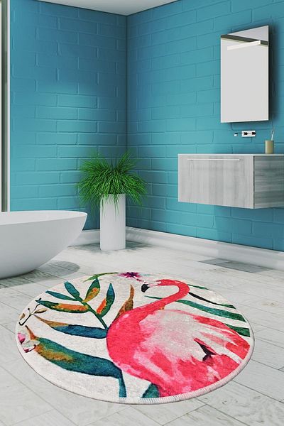Chilai Home Flam Djt 100x100 cm - Πλένεται χαλί μπάνιου, αντιολισθητική βάση